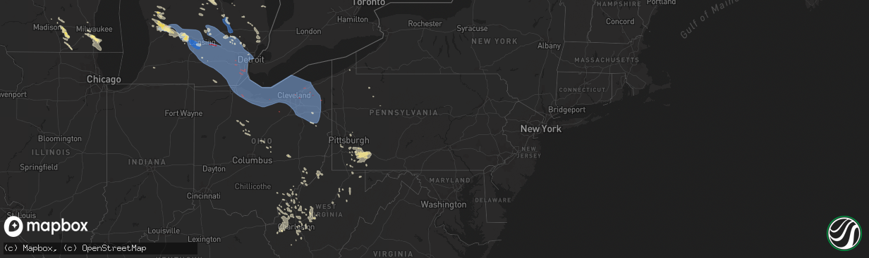 Hail map in Pennsylvania on August 24, 2023