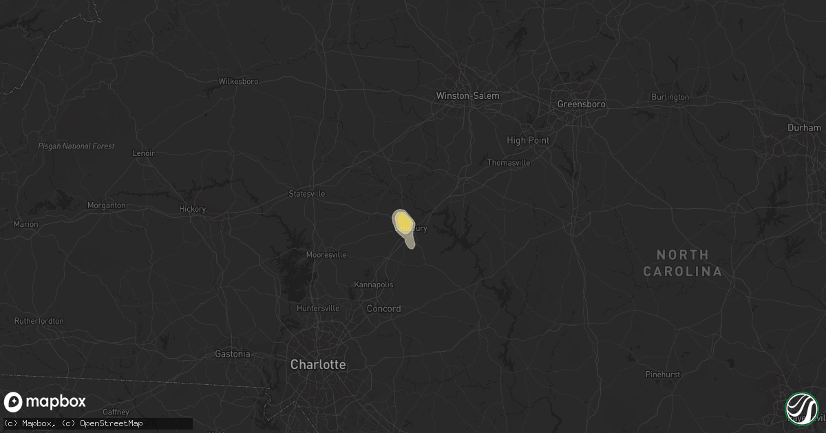 Hail map in Salisbury, NC on August 24, 2023