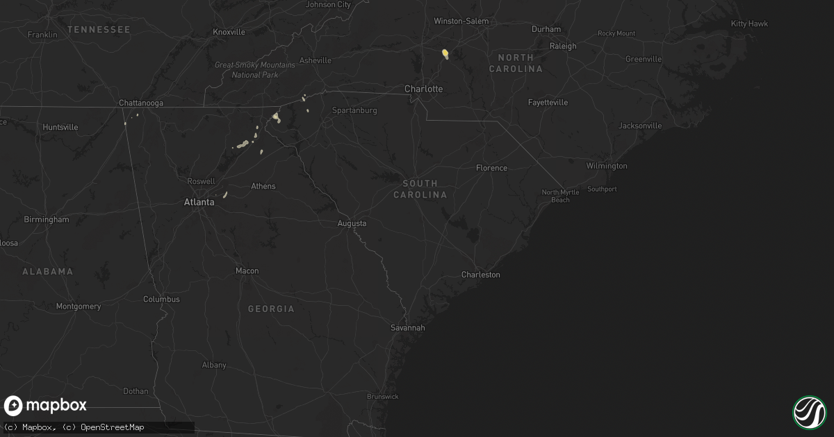 Hail map in South Carolina on August 24, 2023