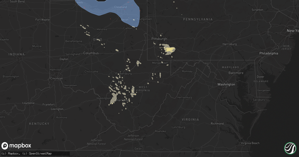 Hail map in West Virginia on August 24, 2023