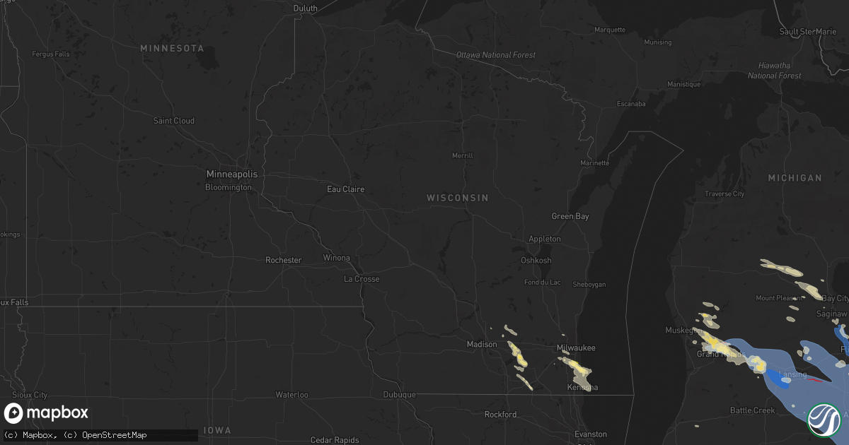 Hail map in Wisconsin on August 24, 2023