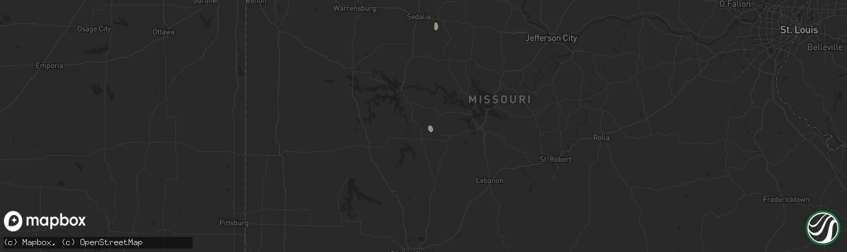 Hail map in Cross Timbers, MO on August 24, 2024