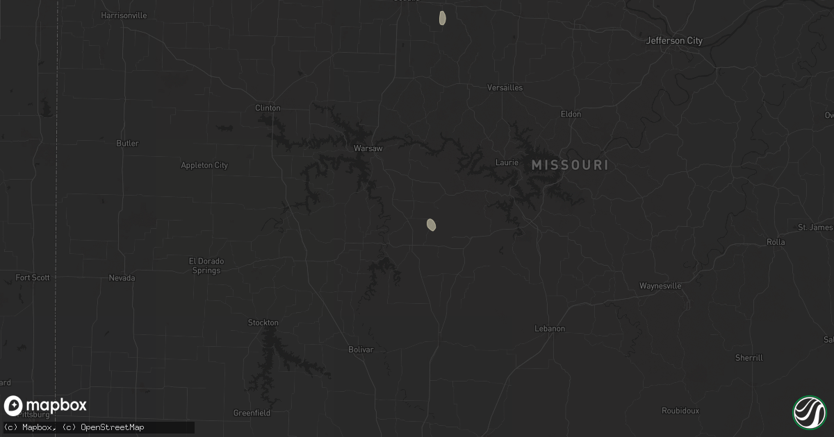 Hail map in Cross Timbers, MO on August 24, 2024