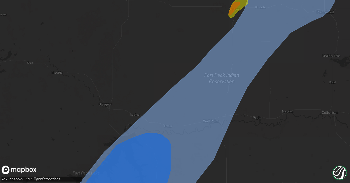 Hail map in Frazer, MT on August 24, 2024