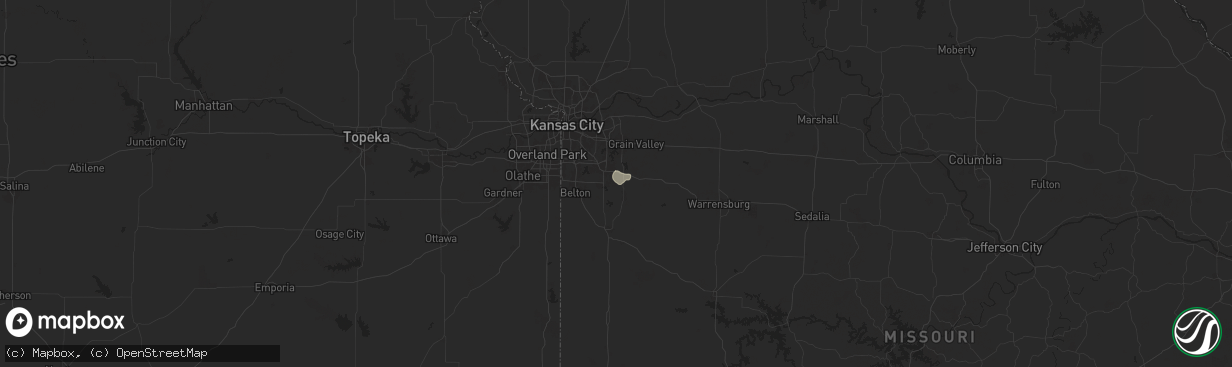 Hail map in Greenwood, MO on August 24, 2024