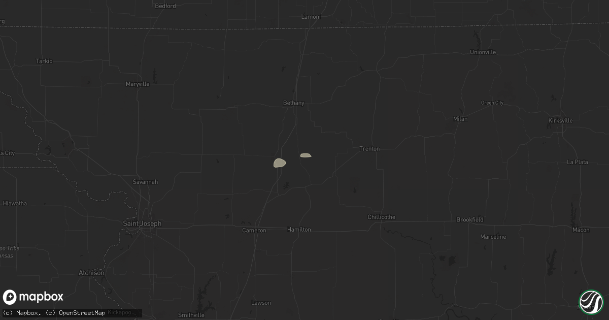 Hail map in Jameson, MO on August 24, 2024