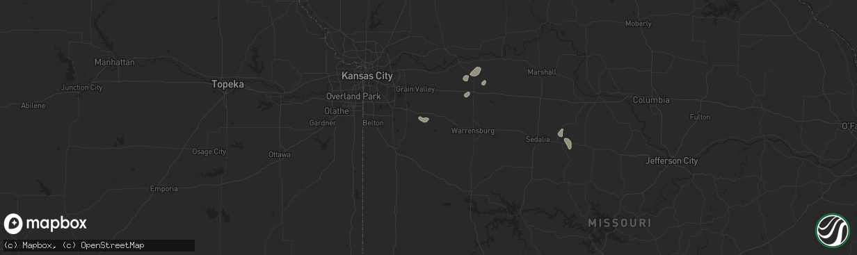 Hail map in Kingsville, MO on August 24, 2024