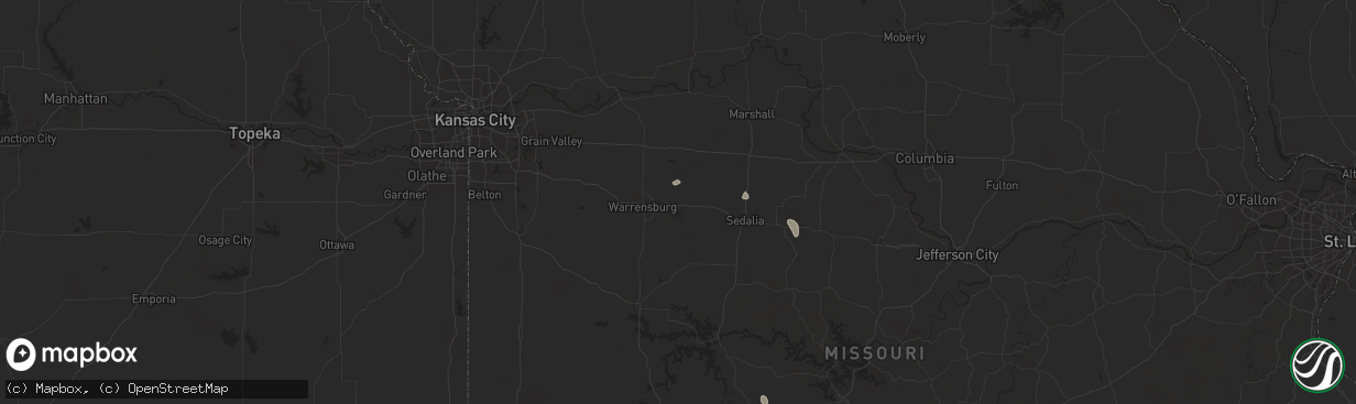 Hail map in Knob Noster, MO on August 24, 2024