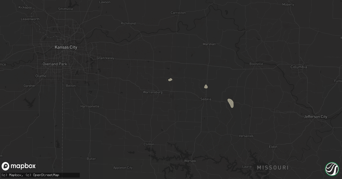 Hail map in Knob Noster, MO on August 24, 2024