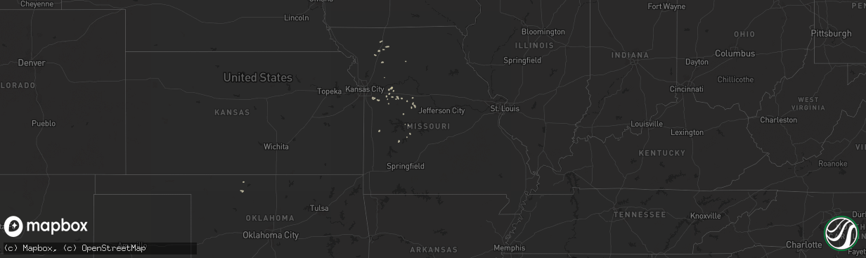 Hail map in Missouri on August 24, 2024