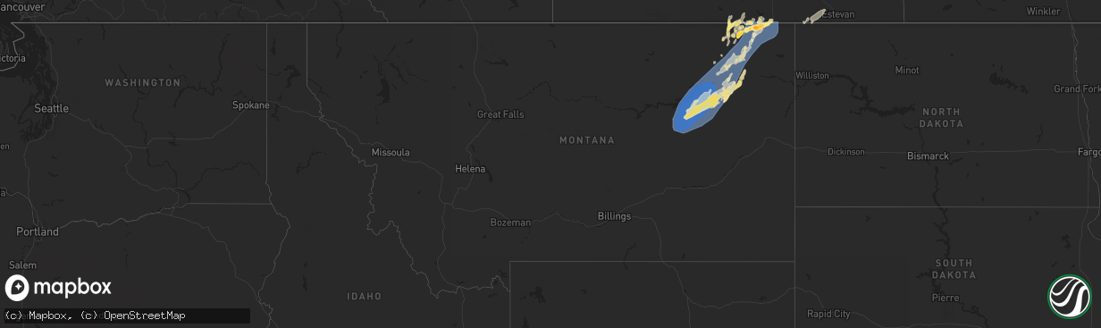 Hail map in Montana on August 24, 2024