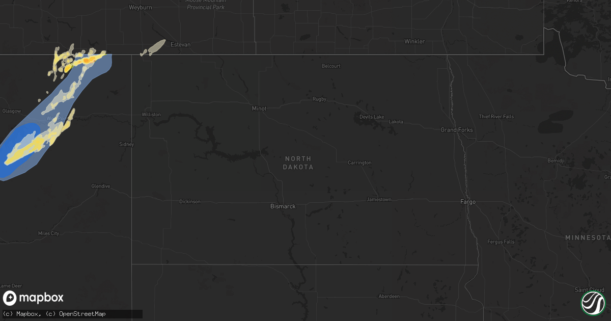 Hail map in North Dakota on August 24, 2024
