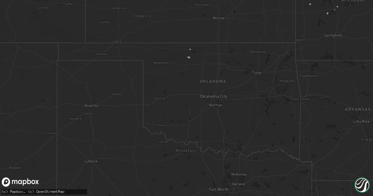 Hail map in Oklahoma on August 24, 2024