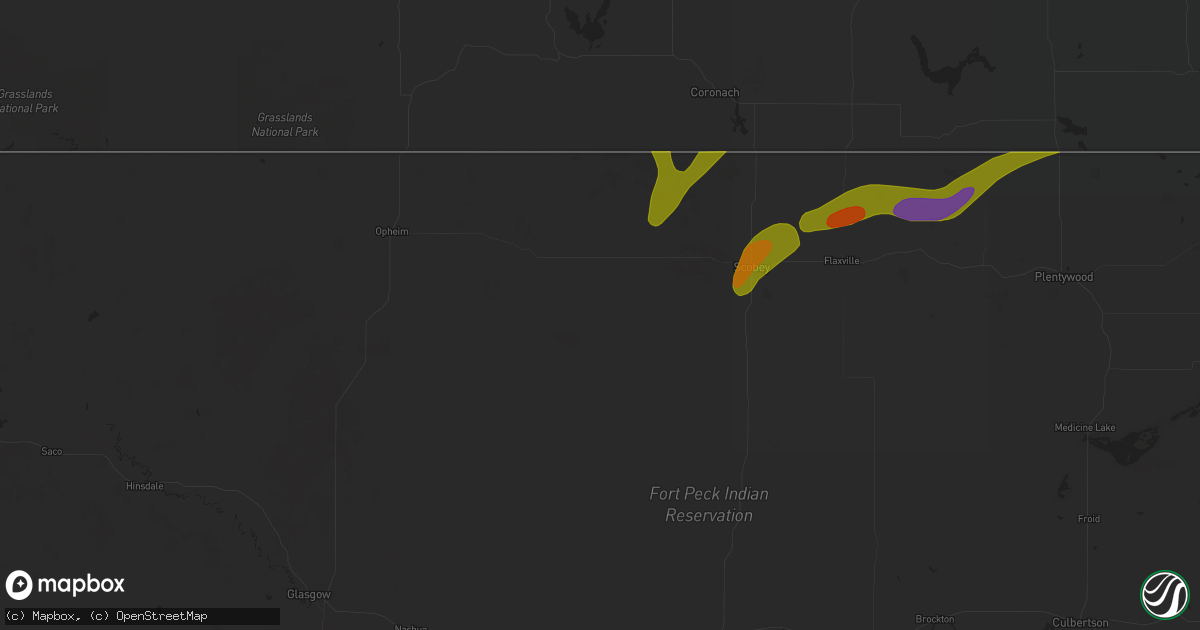 Hail map in Peerless, MT on August 24, 2024