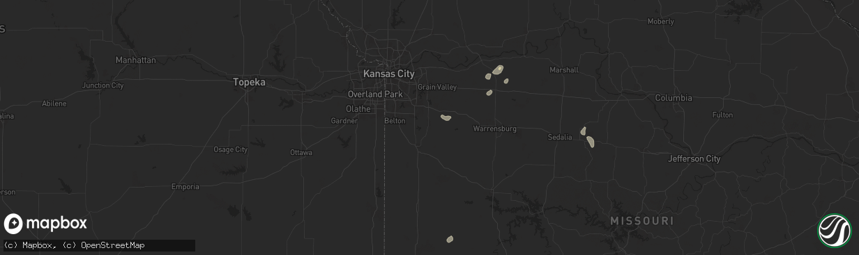 Hail map in Pleasant Hill, MO on August 24, 2024