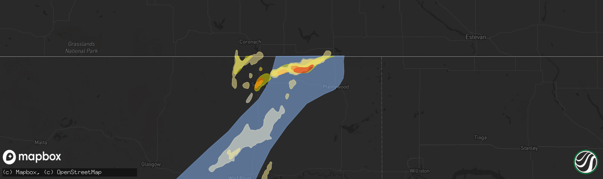 Hail map in Redstone, MT on August 24, 2024