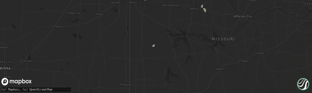 Hail map in Rockville, MO on August 24, 2024