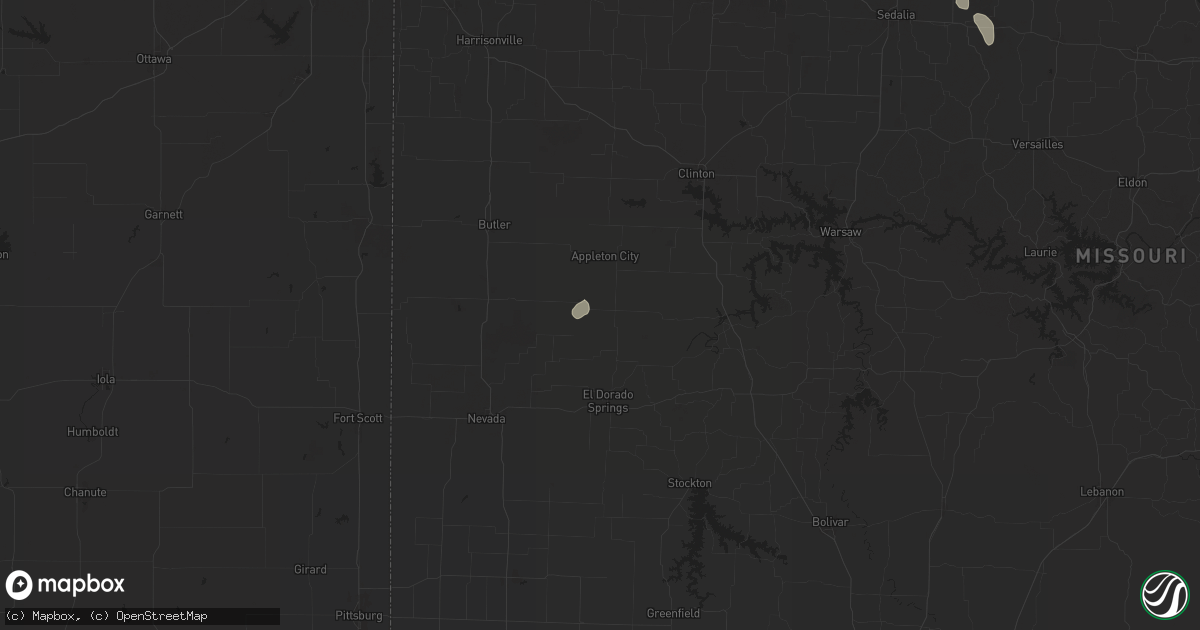 Hail map in Rockville, MO on August 24, 2024