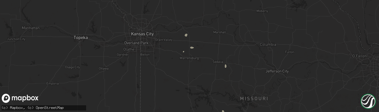 Hail map in Warrensburg, MO on August 24, 2024