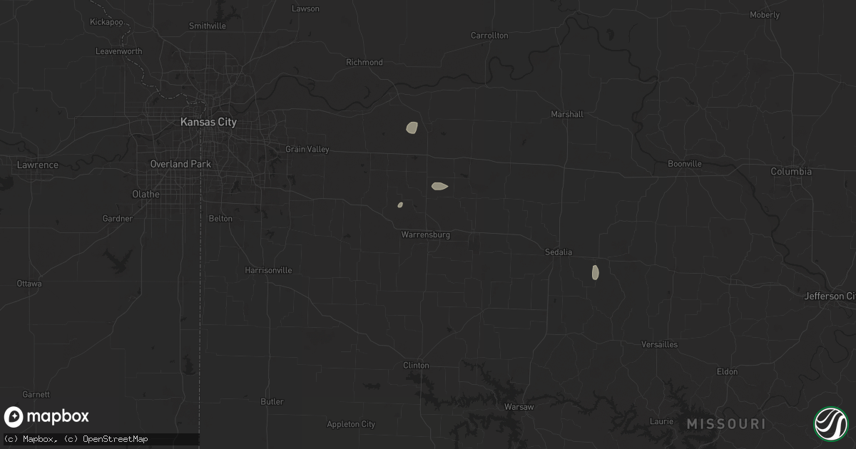 Hail map in Warrensburg, MO on August 24, 2024