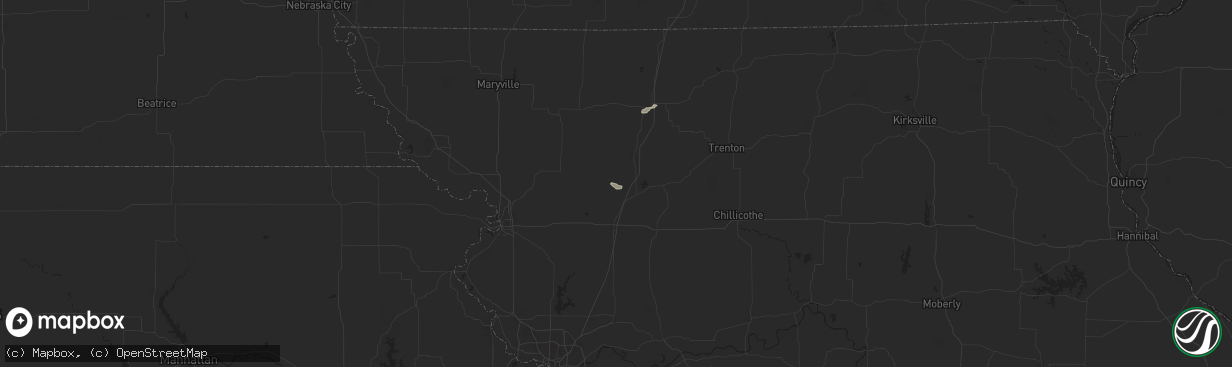 Hail map in Weatherby, MO on August 24, 2024