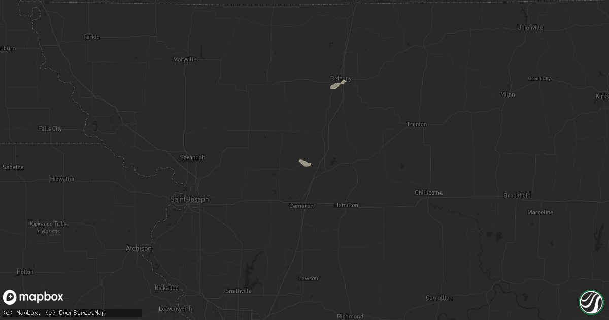 Hail map in Weatherby, MO on August 24, 2024