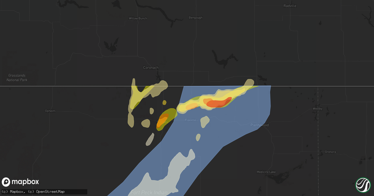 Hail map in Whitetail, MT on August 24, 2024