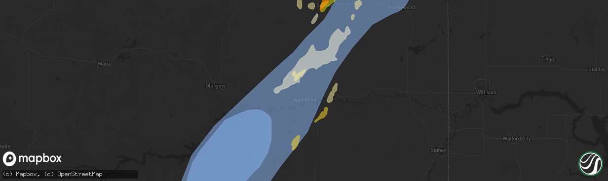 Hail map in Wolf Point, MT on August 24, 2024