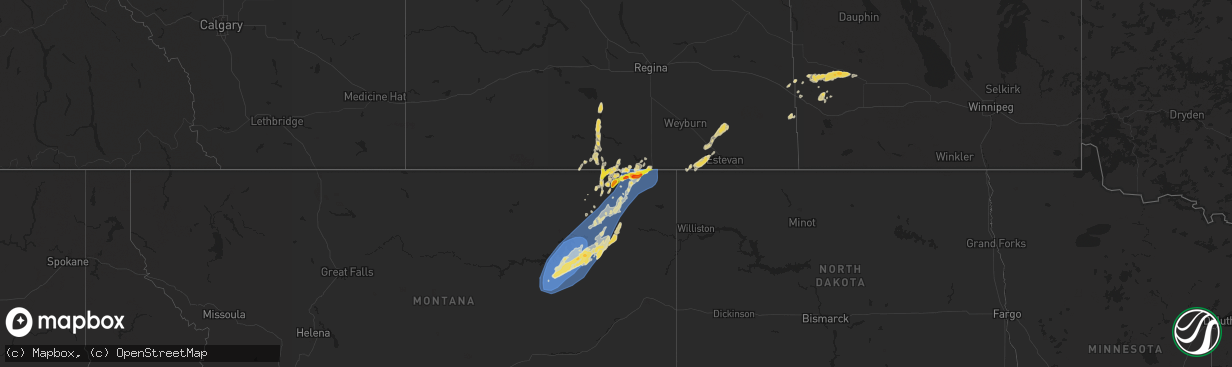 Hail map on August 24, 2024