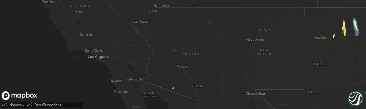 Hail map in Arizona on August 24, 2025