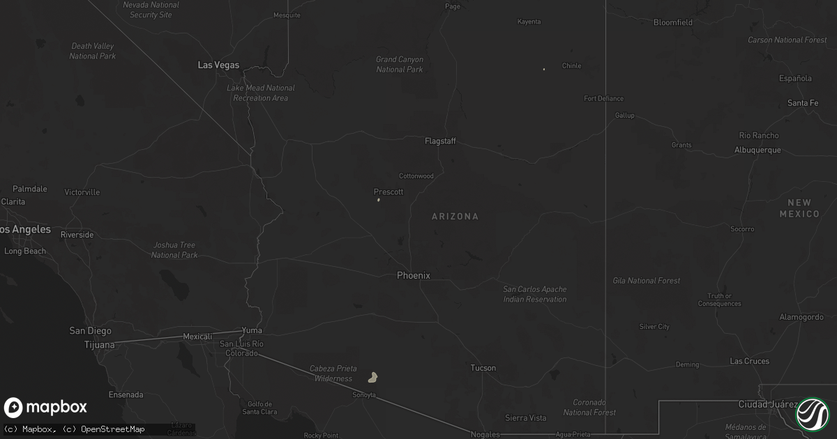 Hail map in Arizona on August 24, 2025
