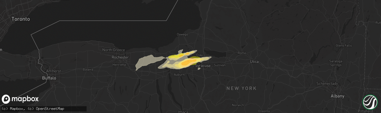 Hail map in Baldwinsville, NY on August 24, 2025