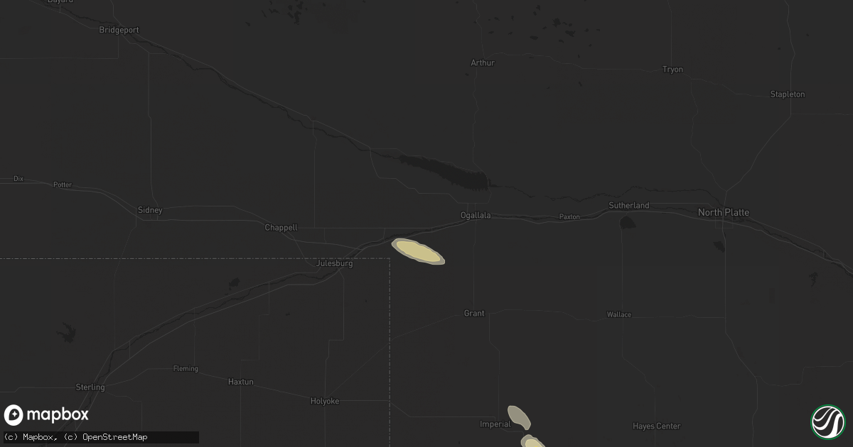 Hail map in Brule, NE on August 24, 2025
