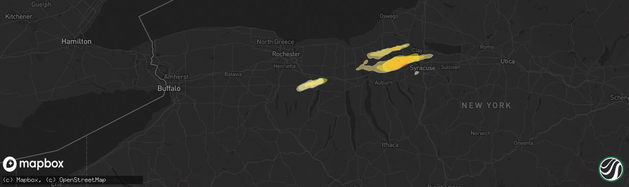 Hail map in Canandaigua, NY on August 24, 2025