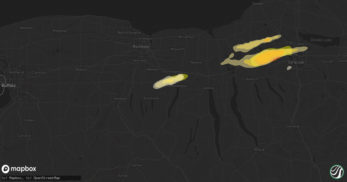 Hail map in Canandaigua, NY on August 24, 2025