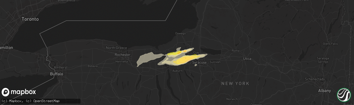 Hail map in Cato, NY on August 24, 2025