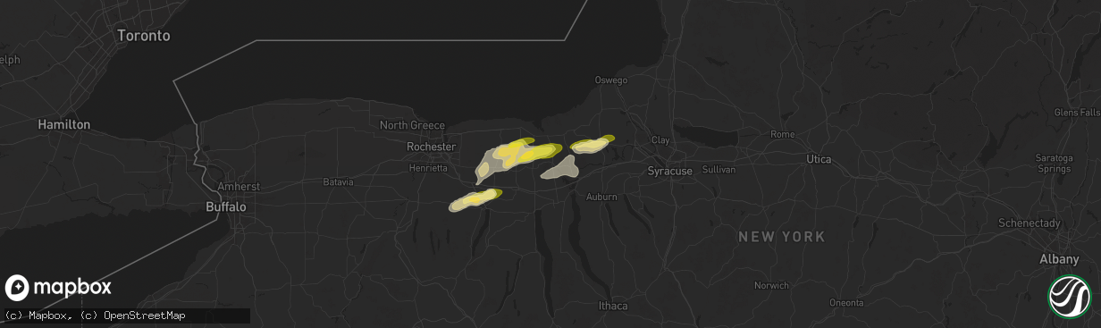 Hail map in Clyde, NY on August 24, 2025