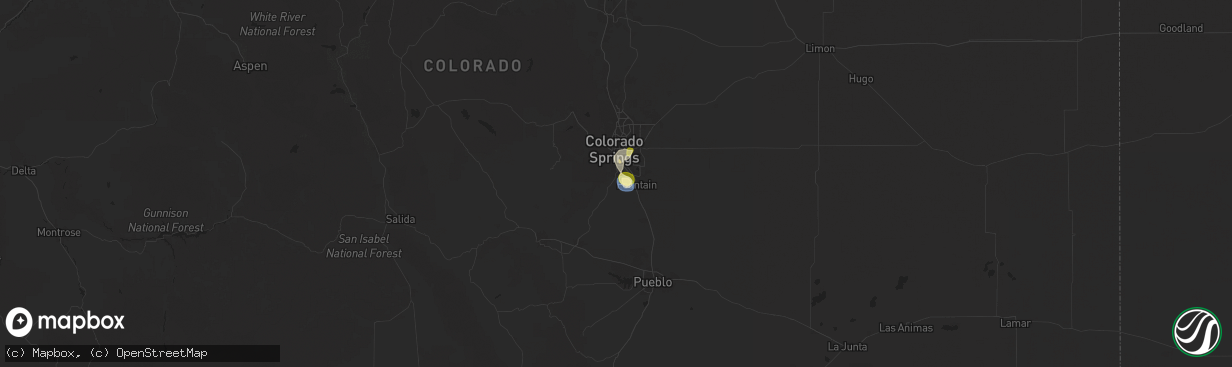 Hail map in Colorado Springs, CO on August 24, 2025