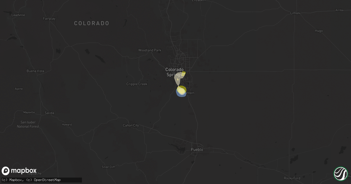 Hail map in Colorado Springs, CO on August 24, 2025