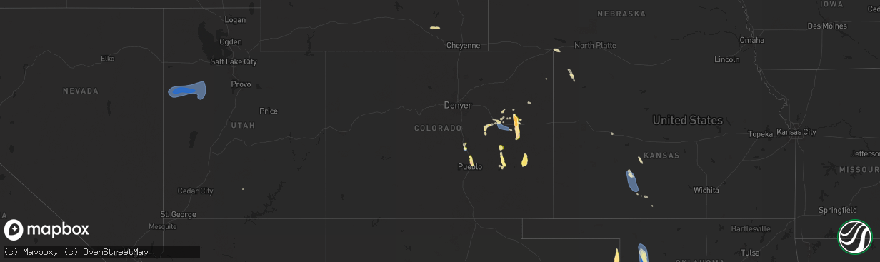 Hail map in Colorado on August 24, 2025