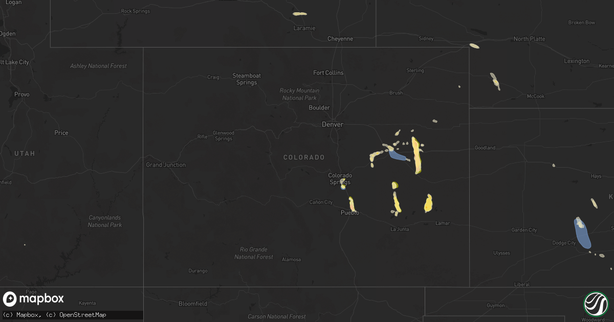 Hail map in Colorado on August 24, 2025