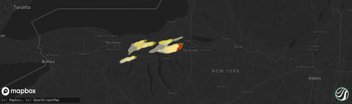 Hail map in Elbridge, NY on August 24, 2025