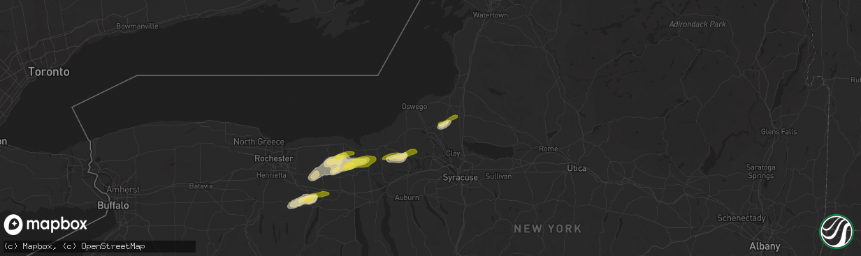 Hail map in Fulton, NY on August 24, 2025