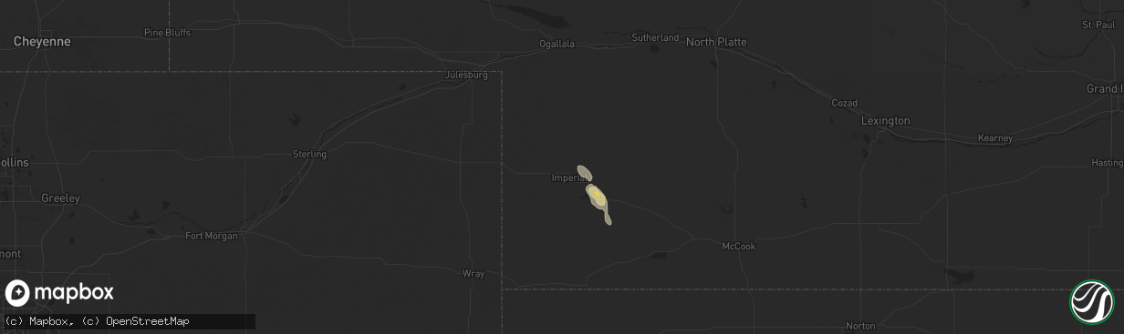 Hail map in Imperial, NE on August 24, 2025