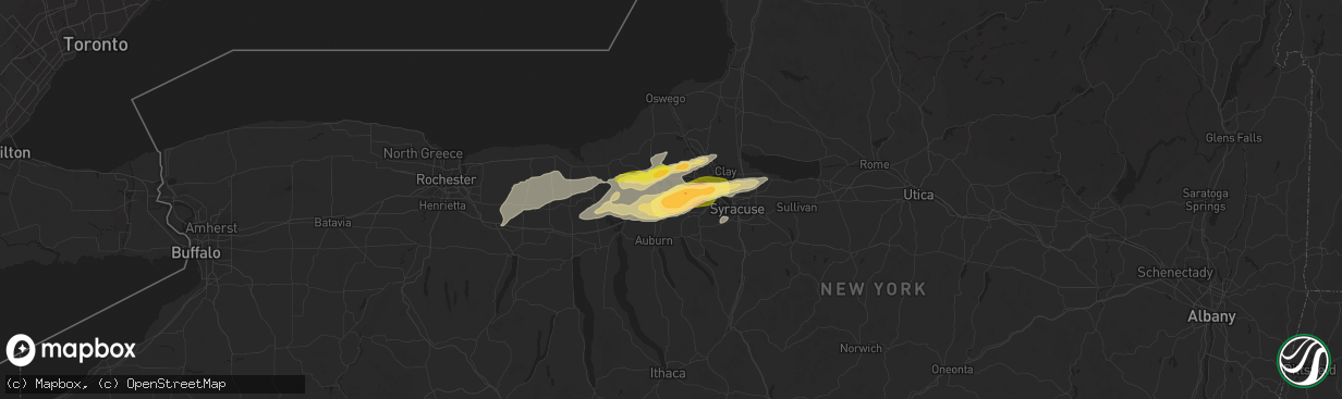 Hail map in Jordan, NY on August 24, 2025