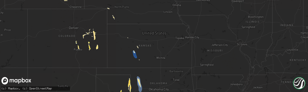 Hail map in Kansas on August 24, 2025