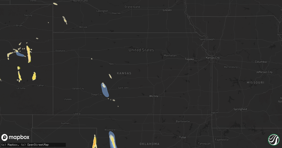 Hail map in Kansas on August 24, 2025