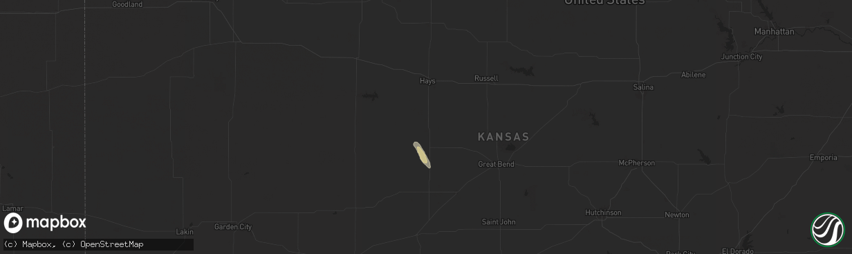 Hail map in La Crosse, KS on August 24, 2025