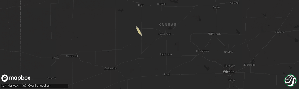 Hail map in Larned, KS on August 24, 2025