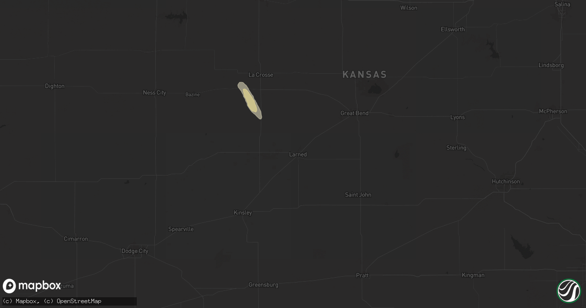 Hail map in Larned, KS on August 24, 2025